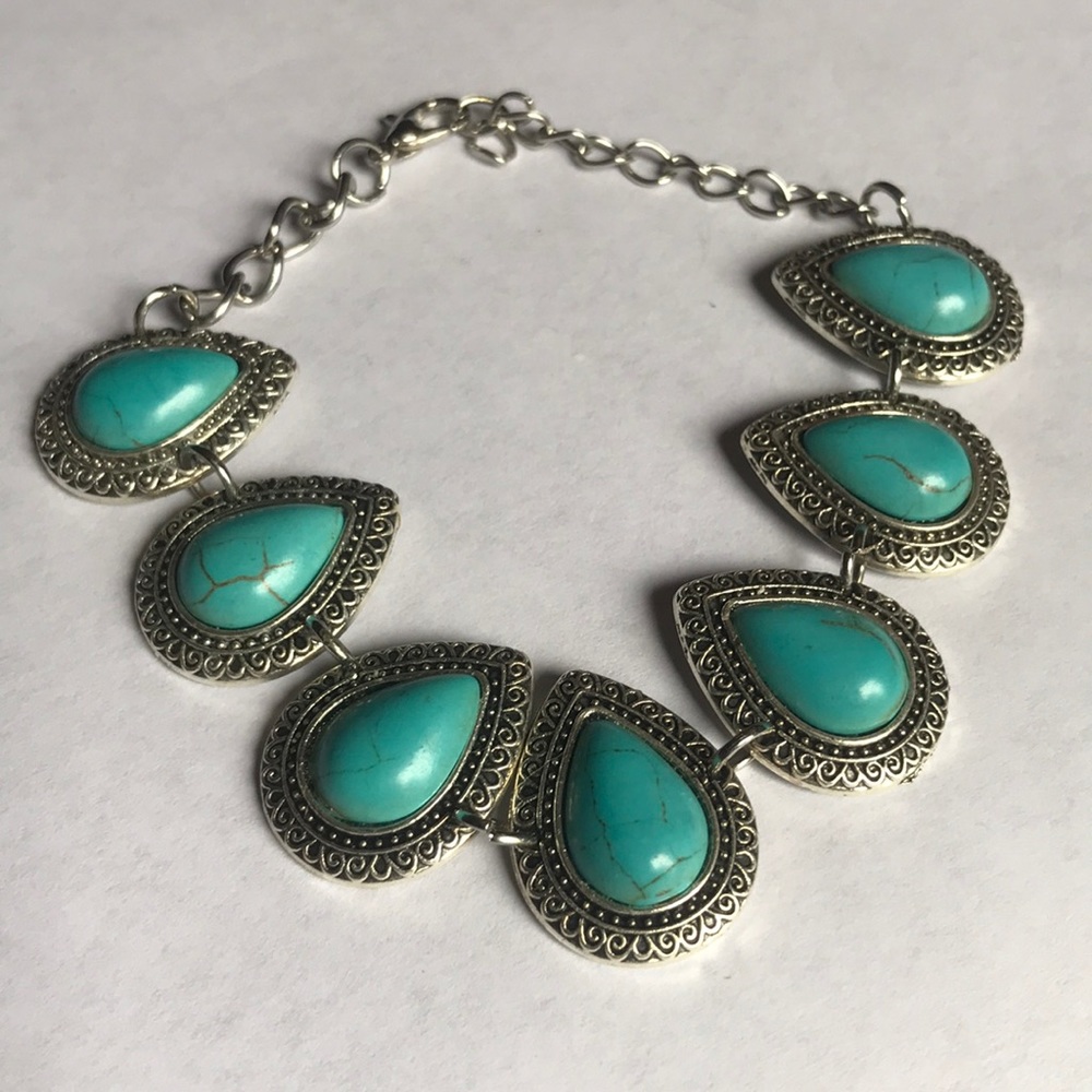 Teal and silver bracelet